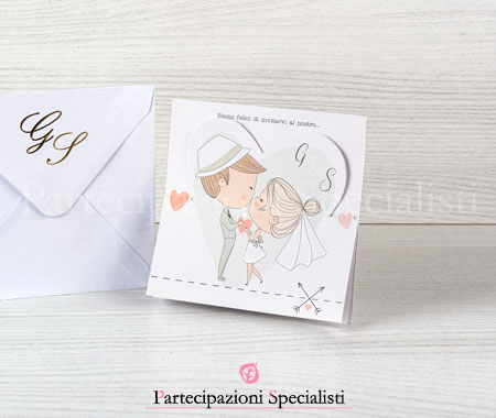 Partecipazioni matrimonio eleganti scena romantica