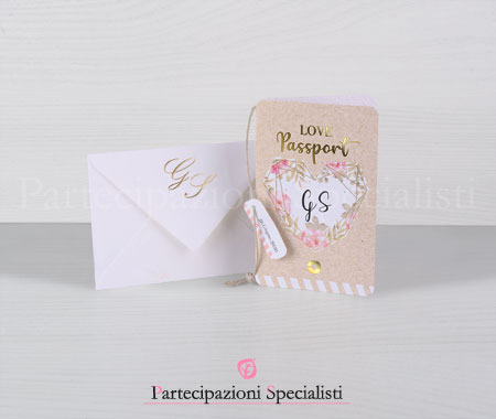 Partecipazioni matrimonio passaporto Boho chic