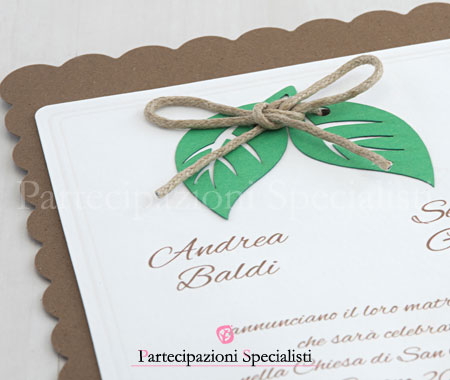 Invito Nozze con Foglie Verde Mela