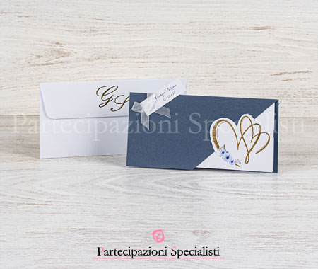 Partecipazioni Matrimonio Eleganti blu navy con Viole