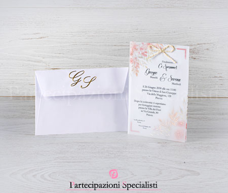 Partecipazioni matrimonio fiori di pesco, personalizzabili