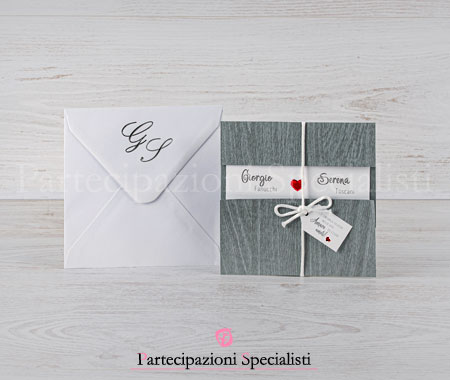 Partecipazione Matrimonio stile Urban grigio pietra elegante e ricercata