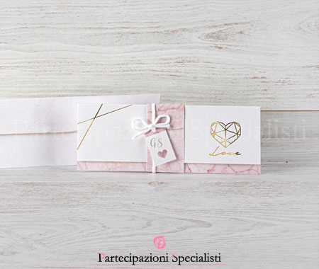 Partecipazioni matrimonio rosa confetto boho chic