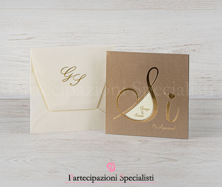 Partecipazioni matrimonio Marroni Eleganti