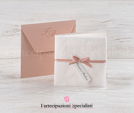 Partecipazione Matrimonio Raffinata Rosa Cipria