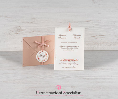 Partecipazioni matrimonio Shabby Chic color Rosa Cipria