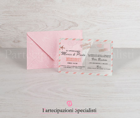 Partecipazioni matrimonio Personalizzabili Cartolina d'Amore in plexiglass.