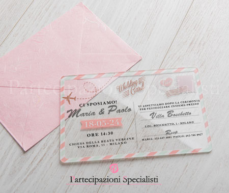 Partecipazioni matrimonio Personalizzabili Cartolina d'Amore in plexiglass.