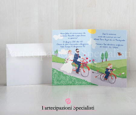 Partecipazione con Figli in Bicicletta Personalizzate