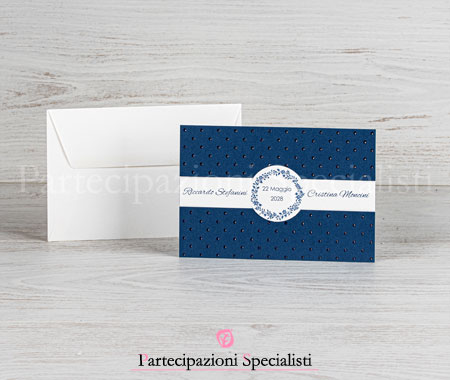 Partecipazione Matrimonio Elegante Blu Oltremare