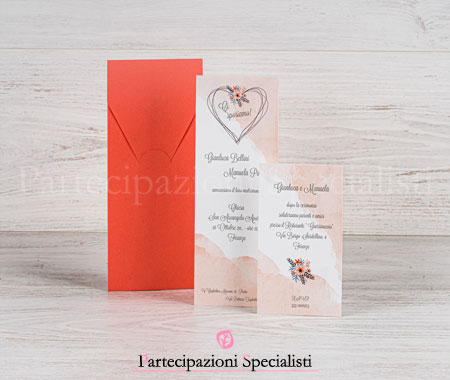 Partecipazione Matrimonio Originale Rosa Corallo