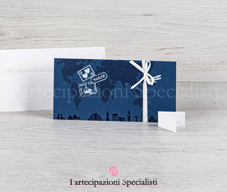 Inviti nozze carta d'imbarco blu scuro