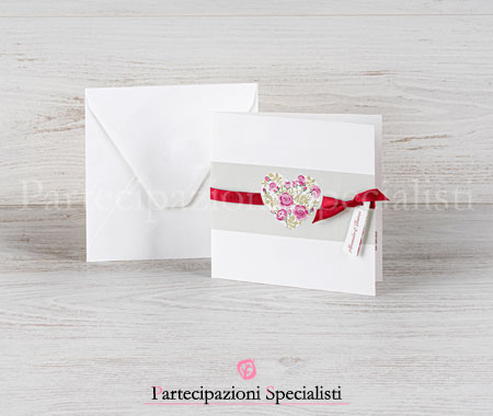 Partecipazioni matrimonio passionali rosso bordeaux e rosa antico