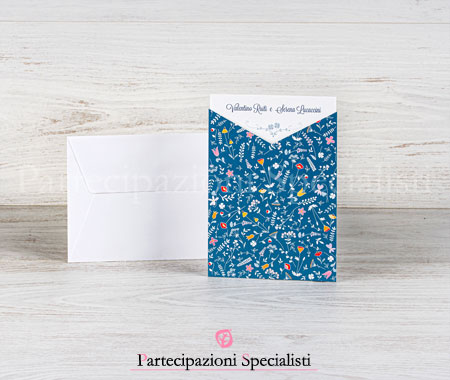 Partecipazioni matrimonio originali color Blu Ottanio