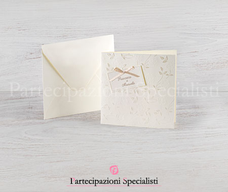 Partecipazioni matrimonio raffinate color avorio