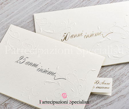 Inviti nozze d'oro eleganti 50° anniversario di matrimonio