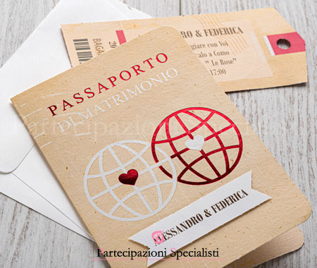 Partecipazione tema viaggio con Passaporto e Planisferi