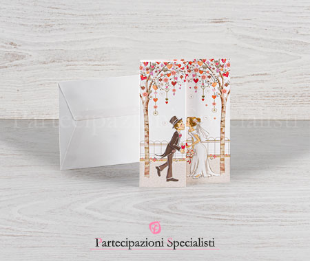 Partecipazioni Matrimonio romantiche e Boho Chic Rosa Corallo