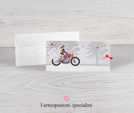 Partecipazioni matrimonio originali tema viaggio con motocicletta