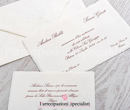 Partecipazioni matrimonio in carta Amalfi colori personalizzabili
