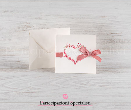 Partecipazioni matrimonio eleganti con fiori rosa antico