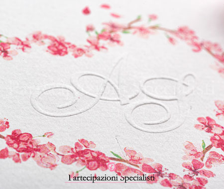 Partecipazioni matrimonio eleganti con fiori rosa antico