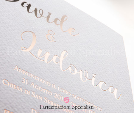 Partecipazione Matrimonio Elegante in Oro Rosa