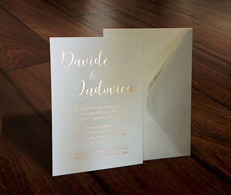 Partecipazione Matrimonio Elegante in Oro Rosa