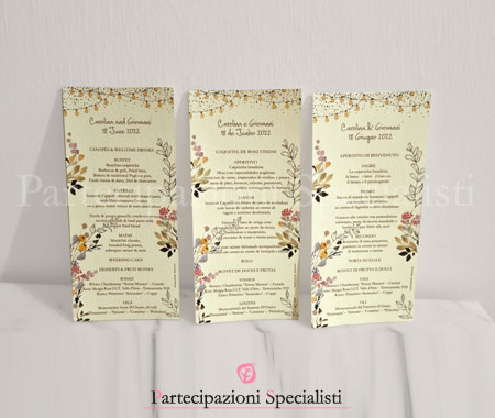 Menù Ristorante Matrimonio Country Chic Shabby